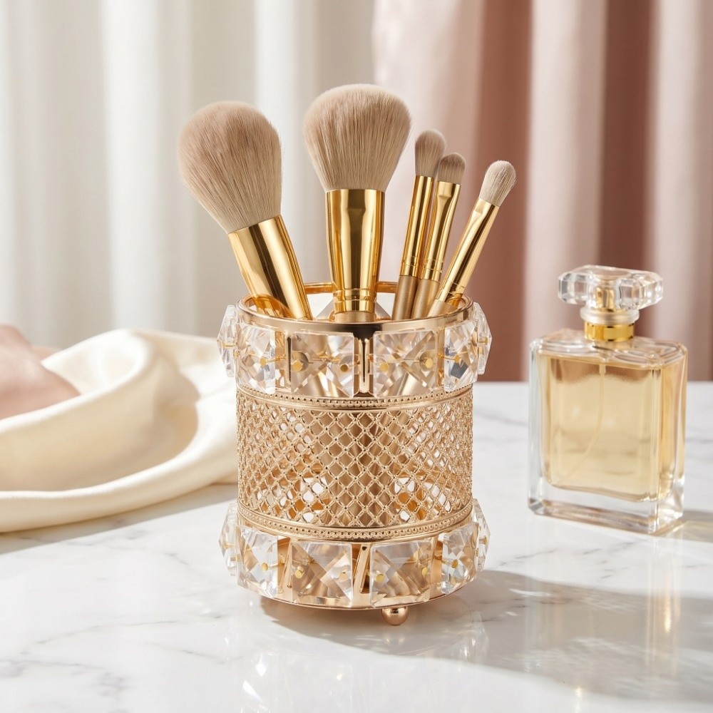 ゴールドメイクブラシホルダーオーガナイザー クリスタル豪華ペ - Luxury Skincare And Makeup Brands のレビューと価格